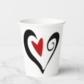 Abstraktes Rotes und Schwarzes Herz Modernes Roman Pappbecher (Vorderseite)