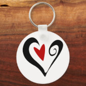 Abstraktes Rotes und Schwarzes Herz Modernes Roman Schlüsselanhänger (Vorderseite)