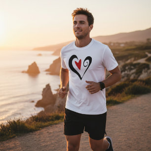 Abstraktes Rotes und Schwarzes Herz Modernes Roman T-Shirt