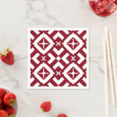 Abstraktes rotes und weißes geometrisches Muster Serviette (Beispiel)