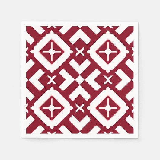 Abstraktes rotes und weißes geometrisches Muster Serviette (Vorderseite)