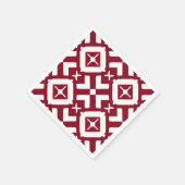 Abstraktes rotes und weißes geometrisches Muster Serviette (Ecke)