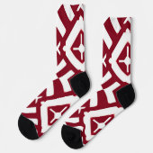 Abstraktes rotes und weißes geometrisches Muster Socken (Linkes Detail)