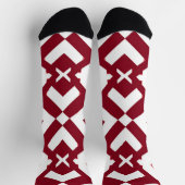 Abstraktes rotes und weißes geometrisches Muster Socken (Oben)