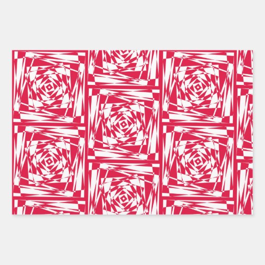 Abstraktes, rotes und weißes Illusionsdesign Geschenkpapier Set (Vorderseite 3)