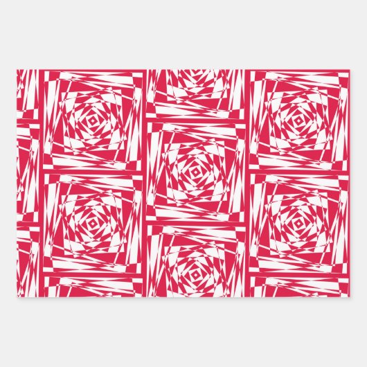 Abstraktes, rotes und weißes Illusionsdesign Geschenkpapier Set (Vorderseite 2)