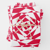 Abstraktes, rotes und weißes Illusionsdesign Geschenkpapier Set (Beispiel)