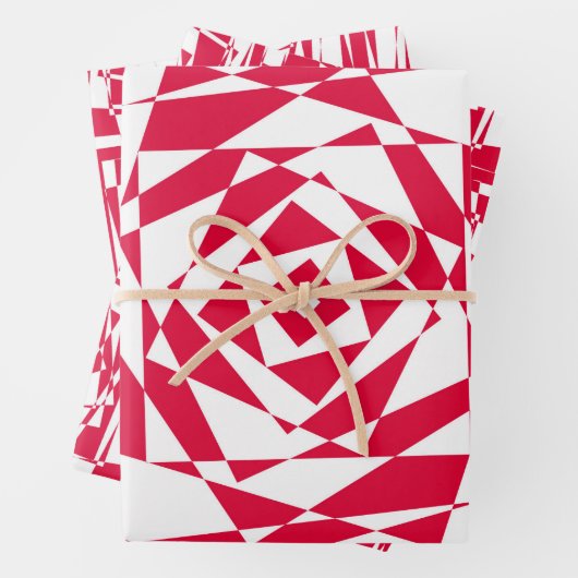 Abstraktes, rotes und weißes Illusionsdesign Geschenkpapier Set (Beispiel)