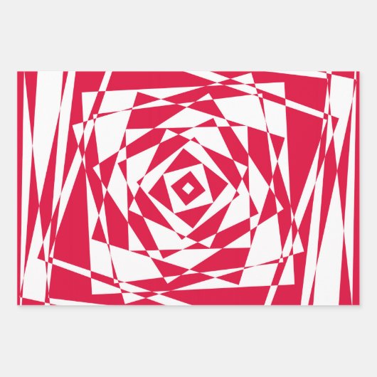 Abstraktes, rotes und weißes Illusionsdesign Geschenkpapier Set (Vorderseite)