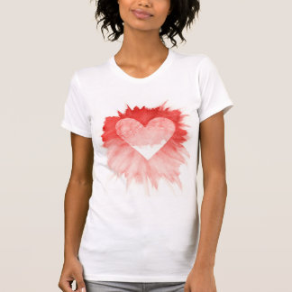 Abstraktes rotes Wasserfarbspritzer-Herz-Damen-T-S T-Shirt