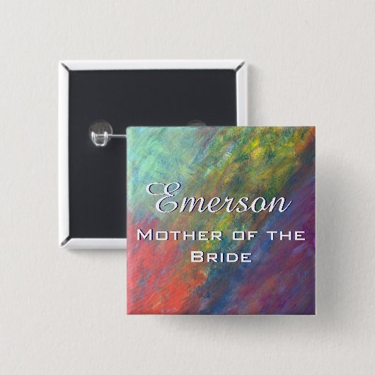 Abstraktes ROYGBIV-Brautparty Button (Vorne & Hinten)