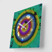 Abstraktes Rundmuster Quadratische Wanduhr (Winkel)