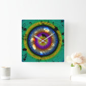 Abstraktes Rundmuster Quadratische Wanduhr (Zuhause)