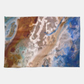 Abstraktes Sandstrandmuster mit Schaumwasser Geschirrtuch (Horizontal)