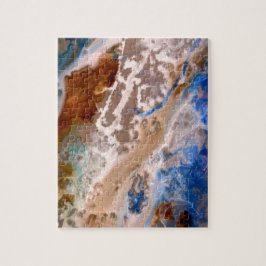 Abstraktes Sandstrandmuster mit Schaumwasser Puzzle