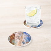 Abstraktes Sandstrandmuster mit Schaumwasser Sandstein Untersetzer (Seite)