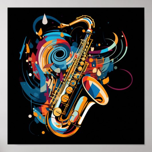 Abstraktes Saxophon-Design Poster (Vorne)
