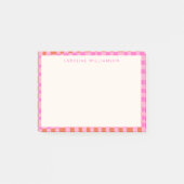 Abstraktes Schachbrett Rosa Orange Benutzerdefinie Post-it Klebezettel (Vorderseite)