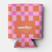 Abstraktes Schachbrett Rosa Orange Custom 21. Gebu Dosenkühler (Vorderseite)