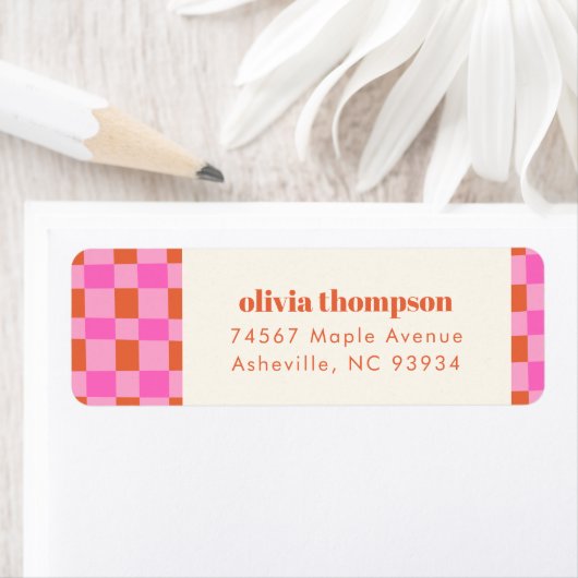 Abstraktes Schachbrett Rosa Orange Dusche Rücksend (Insitu)