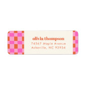 Abstraktes Schachbrett Rosa Orange Dusche Rücksend (Vorne)