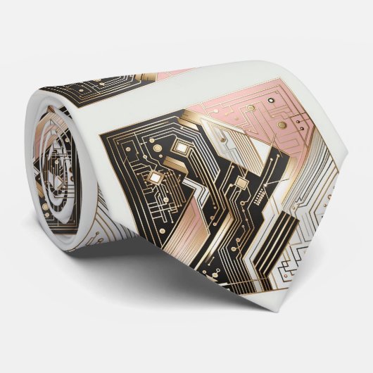 Abstraktes Schaltbrett - Retro Art Deco Krawatte (Gerollt)
