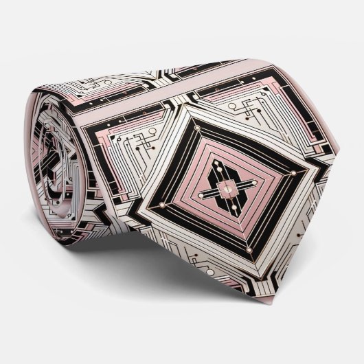 Abstraktes Schaltbrett - Retro Art Deco Krawatte (Gerollt)