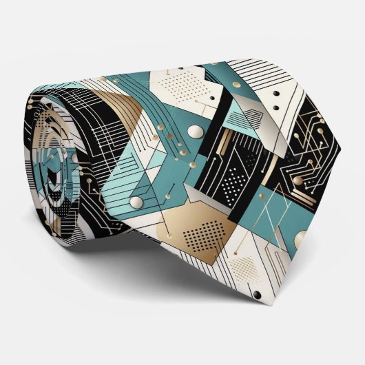 Abstraktes Schaltbrett - Retro Mid Century Modern Krawatte (Gerollt)