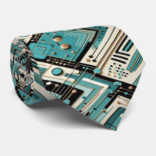 Abstraktes Schaltbrett - Retro Mid Century Modern Krawatte