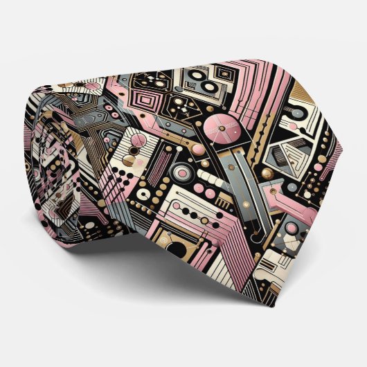 Abstraktes Schaltbrett - Retro Mid Century Modern Krawatte (Gerollt)