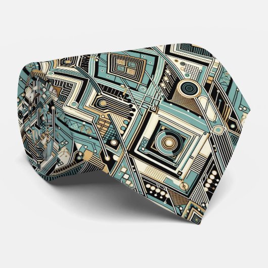 Abstraktes Schaltbrett - Retro Mid Century Modern Krawatte (Gerollt)