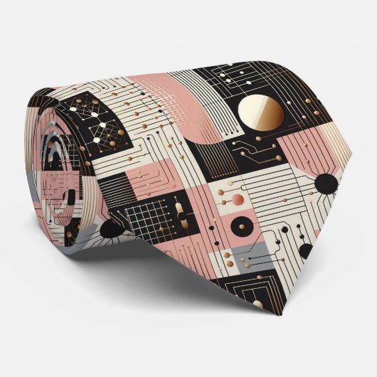 Abstraktes Schaltbrett - Retro Mid Century Modern  Krawatte (Gerollt)