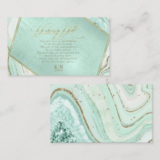 Abstraktes Schiff wünscht Brunnen V1 Minze ID827 Begleitkarte (Vorne/Hinten)