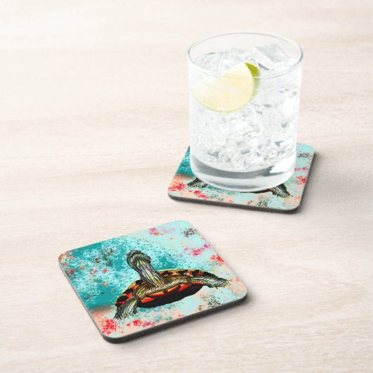 Abstraktes Schildkrötenwerk Getränkeuntersetzer (Rechte Seite)