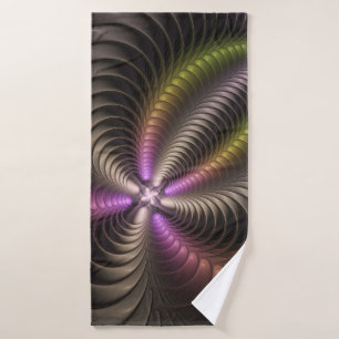 Abstraktes schlankes, buntes 3D-Fraktal Badehandtuch