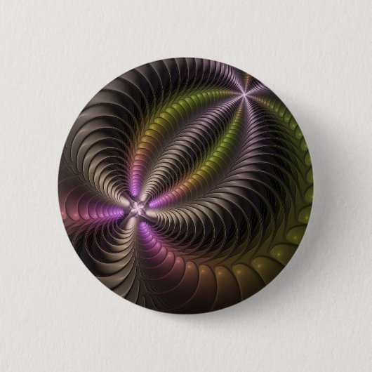 Abstraktes schlankes, buntes 3D-Fraktal Button (Vorderseite)