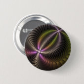 Abstraktes schlankes, buntes 3D-Fraktal Button (Vorne & Hinten)