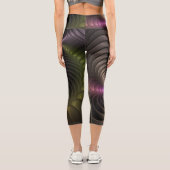 Abstraktes schlankes, buntes 3D-Fraktal Capri Leggings (Rückseite)