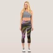 Abstraktes schlankes, buntes 3D-Fraktal Capri Leggings (Vorderseite)