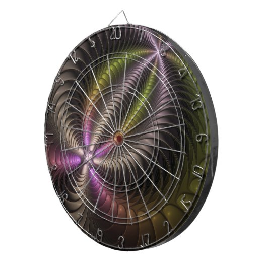 Abstraktes schlankes, buntes 3D-Fraktal Dartscheibe (Vorderseite rechts)