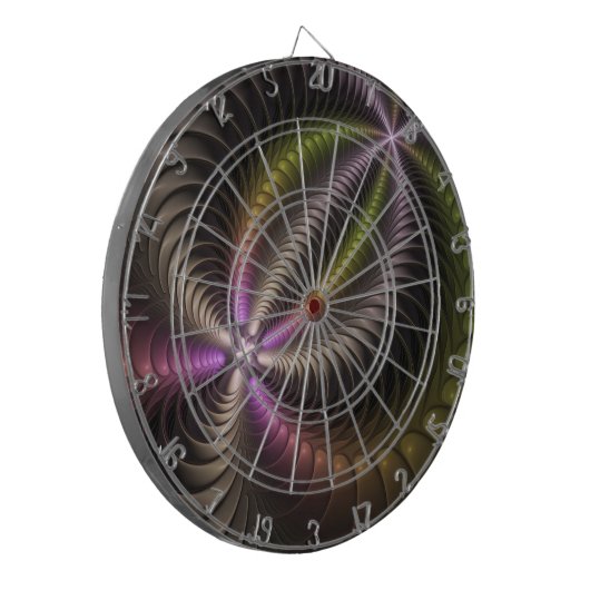 Abstraktes schlankes, buntes 3D-Fraktal Dartscheibe (Vorderseite Links)