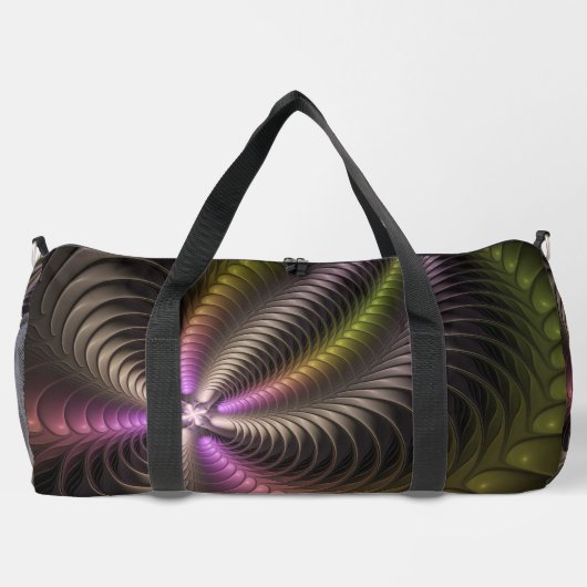 Abstraktes schlankes, buntes 3D-Fraktal Duffle Bag (Rückseite)