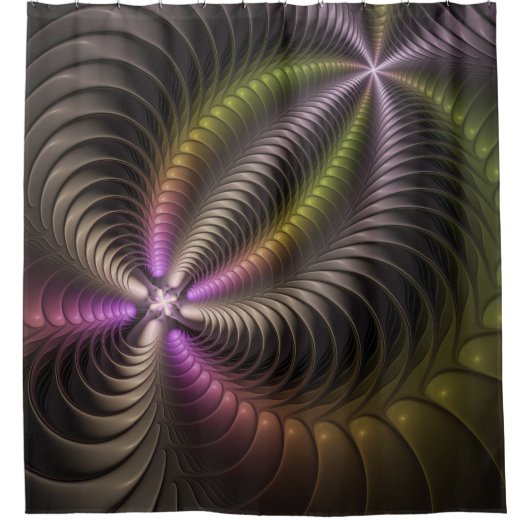 Abstraktes schlankes, buntes 3D-Fraktal Duschvorhang (Vorderseite)