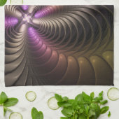 Abstraktes schlankes, buntes 3D-Fraktal Geschirrtuch (Gefaltet)