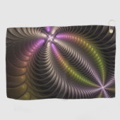 Abstraktes schlankes, buntes 3D-Fraktal Golfhandtuch (Horizontal)