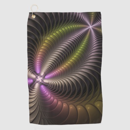 Abstraktes schlankes, buntes 3D-Fraktal Golfhandtuch (Vorderseite)