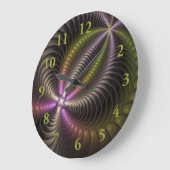 Abstraktes schlankes, buntes 3D-Fraktal Große Wanduhr (Winkel)