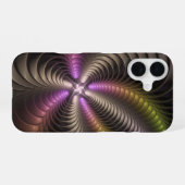 Abstraktes schlankes, buntes 3D-Fraktal iPhone 16 Hülle (Rückseite (Horizontal))