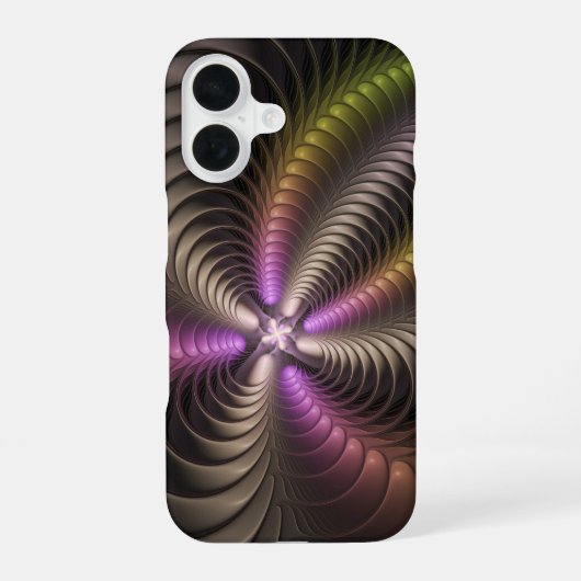 Abstraktes schlankes, buntes 3D-Fraktal iPhone 16 Hülle (Rückseite)