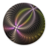 Abstraktes schlankes, buntes 3D-Fraktal Keramikknauf (Vorderseite)